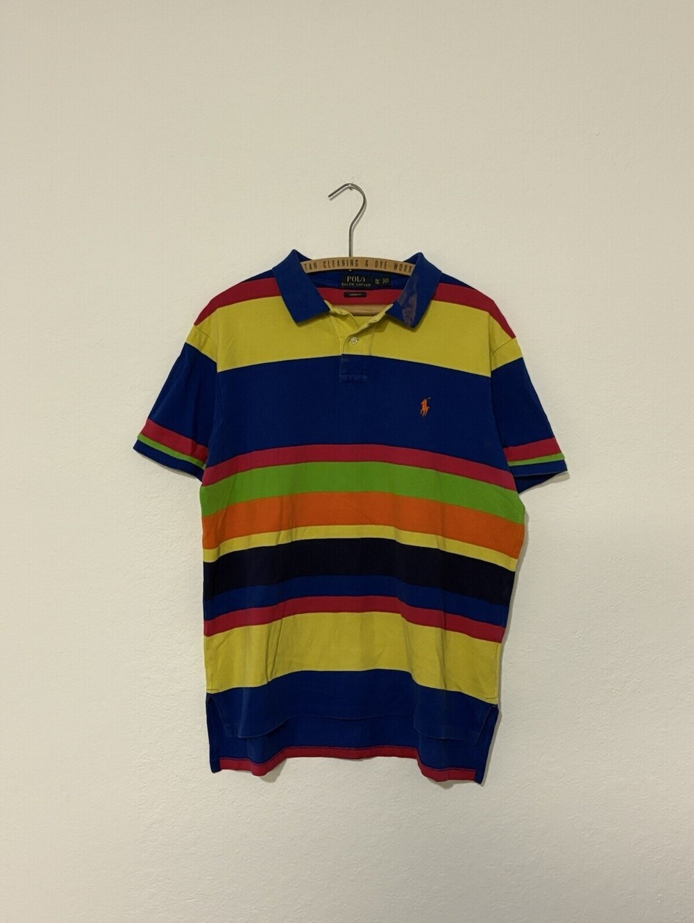 Vintage 90s Polo Ralph Lauren Rainbow Vivid Striped Polo Shirt Size Mens XL